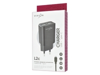 СЗУ VIXION L2c (2-USB/1.2A) + Type-C кабель 1м (черный)