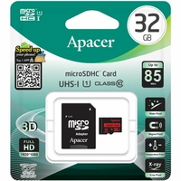 Карта памяти MicroSDHC 32GB Apacer AP32GMCSH10U5-R UHS-I U1 Class 10, R85 c SD адаптер