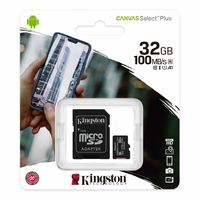 Карта памяти MicroSDHC 32GB Kingston Canvas Select Plus A1 100MB/s Class 10 c SD адаптер