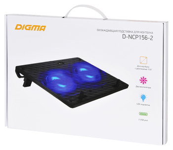 Подставка для ноутбука Digma D-NCP156-2 15.6"360x260x27мм 2xUSB 2x 120ммFAN 650г черный