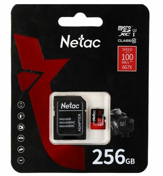 Флеш карта NeTac Карта памяти Netac MicroSD P500 Extreme Pro 256GB, Retail version card only
