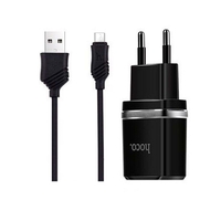 СЗУ USB Hoco С12 (кабель MicroUSB) Черный