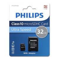 Карта памяти MicroSDHC 32GB PHILIPS Class 10 (SD адаптер)