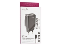 СЗУ VIXION L2m (2-USB/1.2A) + micro USB кабель 1м (черный)