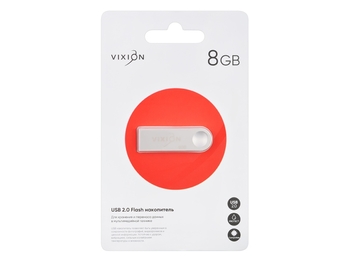 Накопитель USB Flash 08GB 2.0 VIXION Zinc Alloy (серебро)