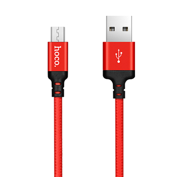 Кабель USB HOCO (X14) microUSB (2м) (черно/красный)