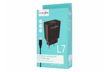 СЗУ VIXION L7m (2-USB/2.1A) + micro USB кабель 1м (черный)