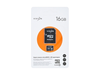 Карта памяти MicroSD 16GB VIXION Class 10 с SD адаптером