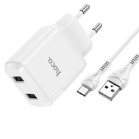 СЗУ HOCO N7 Speedy (2-USB/2.1A) + Type-C кабель (белый)